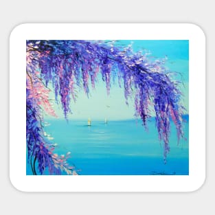 Wisteria by the sea Sticker